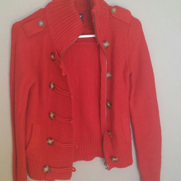 American Eagle red sweater cardigan, size small