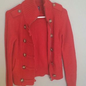 American Eagle red sweater cardigan, size small