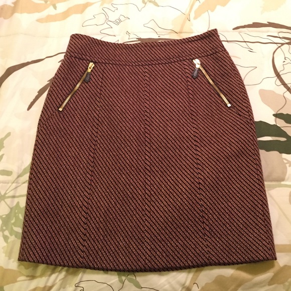 Brown Wool Pencil Skirt