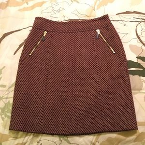 Brown Wool Pencil Skirt