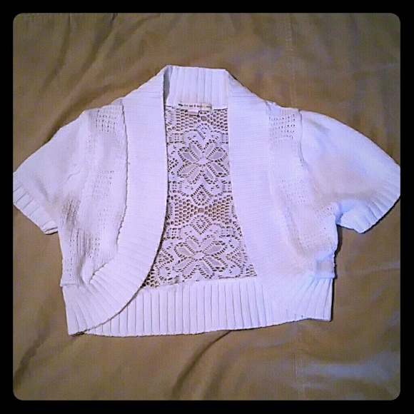 Short white cardigan