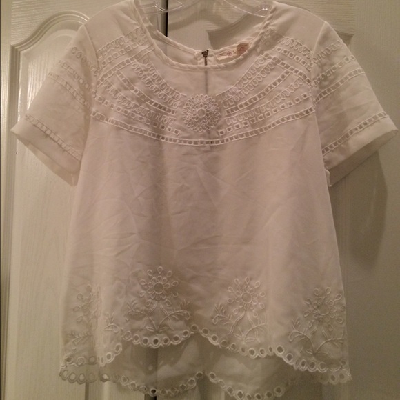 White Chiffon Embroidered Blouse