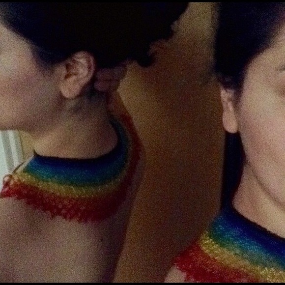 Handmade choker multi color rainbow necklace