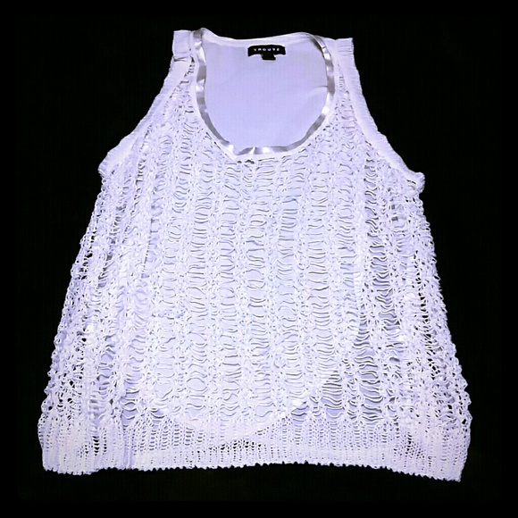Trouve white loose knit tank