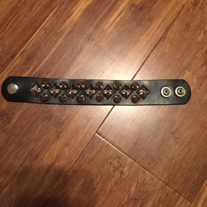 spike and stud leather wrist cuff