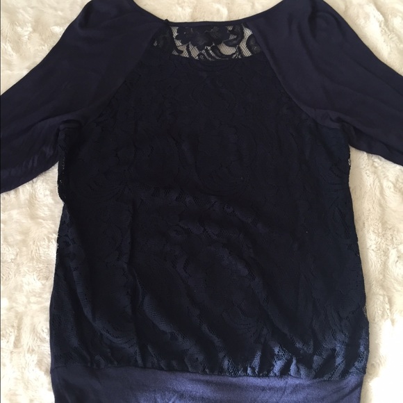 Eyeshadow Navy Lace Back Top - Picture 2 of 4