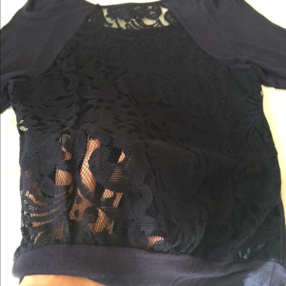 Eyeshadow Navy Lace Back Top - Picture 3 of 4