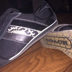 Coach black suede/snakeskin sneakers. NWOB