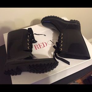 RED Valentino lace up rain boots. Size 6