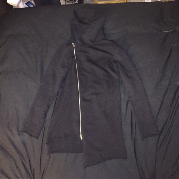 Asymmetrical distressed biker hoodie
