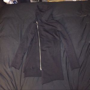 Asymmetrical distressed biker hoodie