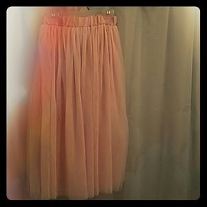 Pink midi tulle skirt