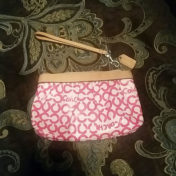 COACH Pleated Pink Wristlet