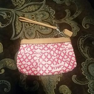 COACH Pleated Pink Wristlet