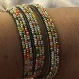 NWT Chan Luu Triple Bead Leather Bracelet