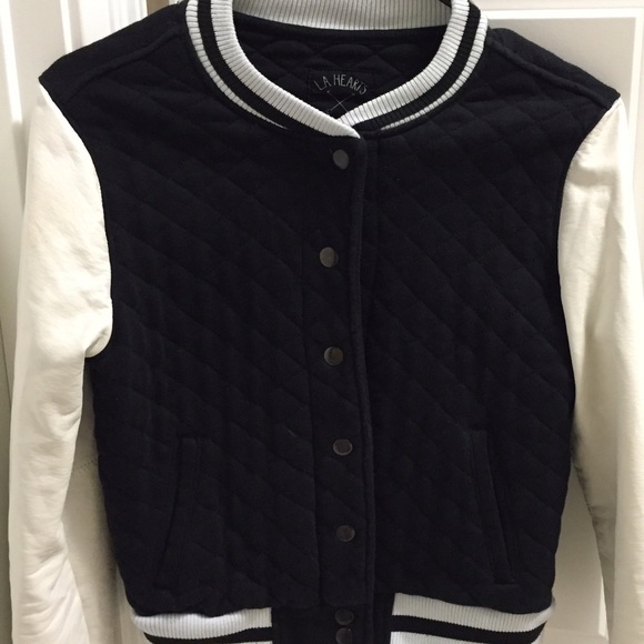 Black Varsity Jacket with White Leather Sleeves - Picture 1 of 3