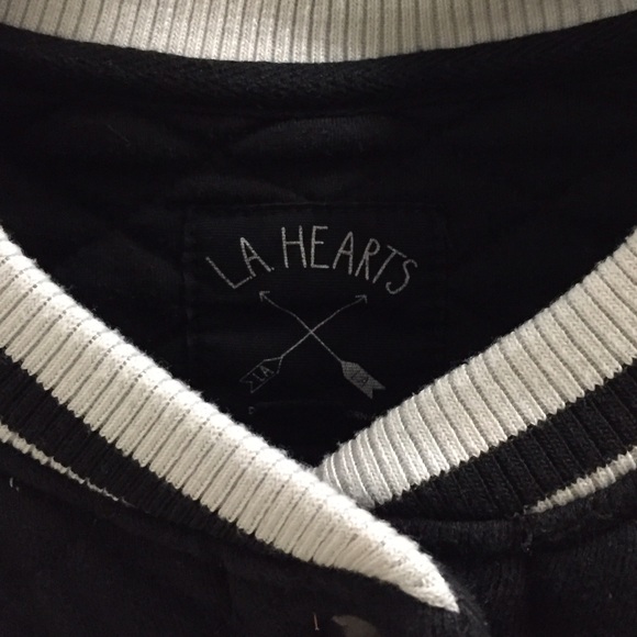 Black Varsity Jacket with White Leather Sleeves - Picture 3 of 3