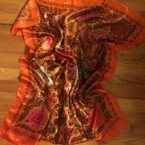 *NWT* Large Silky Orange Square Scarf