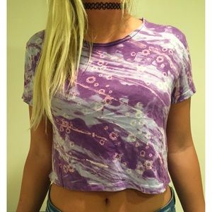 Lavender Tie-Dye Cropped Shirt