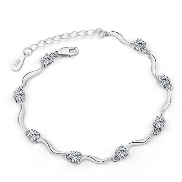 925 Sterling Silver Jewelry Bracelets with Crystal