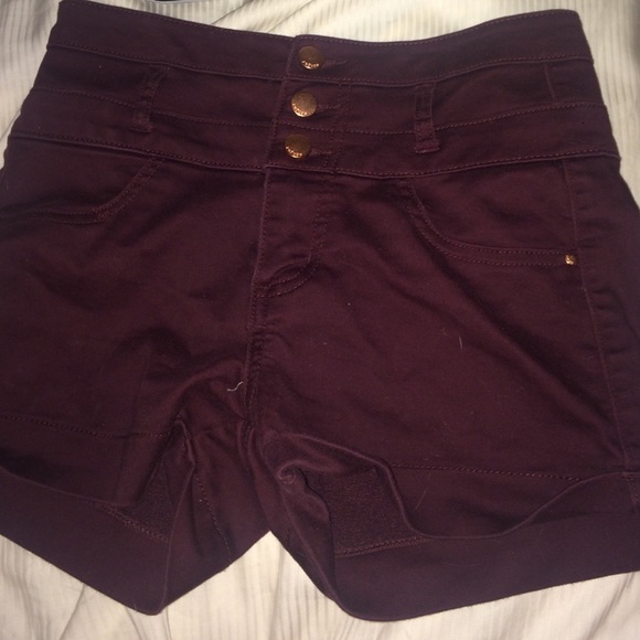 high waisted shorts burgundy