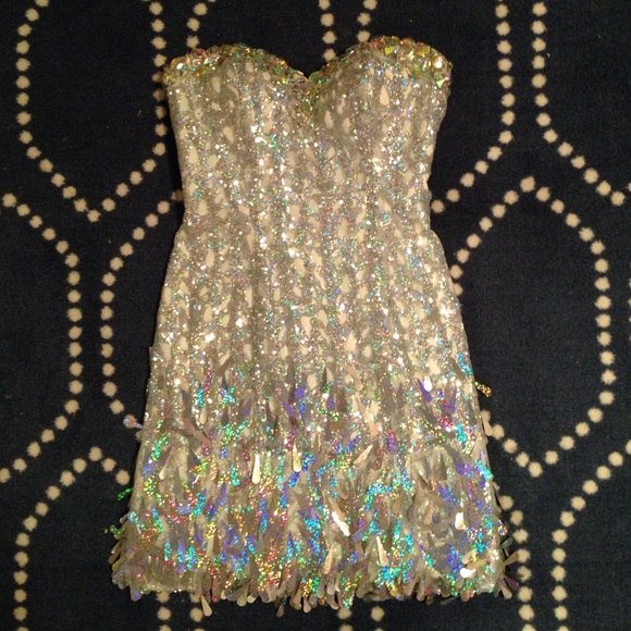 Iridescent Silver Homecoming/Prom Dress