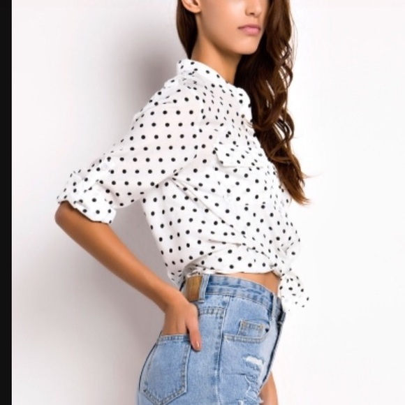Fashion polka-dot print long sleeve shirt