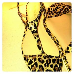 Franco Sarto Sandals- Leopard w/ Gold Heel