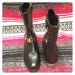 Black Quilted Ankle Booties