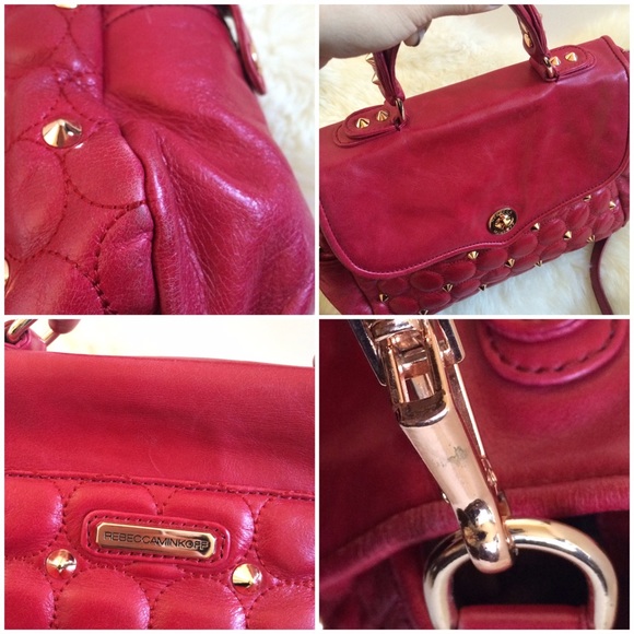 Rebecca Minkoff Red Studded Satchel with Strap - Picture 4 of 4