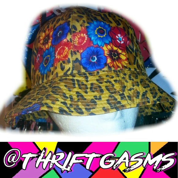 Vintage Floral Leopard Cheetah Print Bucket Hat