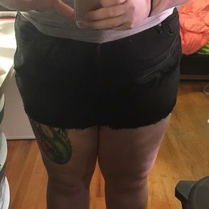 Ripped jean shorts