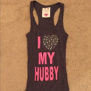 Heather Gray "Hubby" Tank with rhinestones
