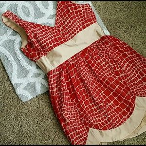 Adorable Red Silk Laundry by Shelli Segal Dress