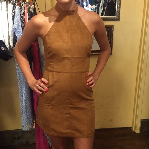 Suede Halter Mini Dress