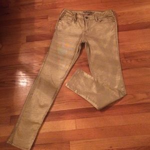 Gold skinny jeans