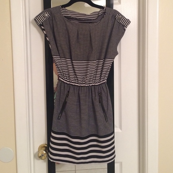 Black and white striped dress