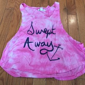 Pink and navy blue crop top