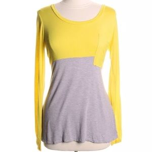 Anthropologie Colorblock Top Yellow/Gray Size S