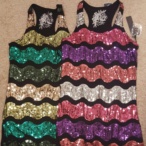 Poof! Authentic sequined mini dresses