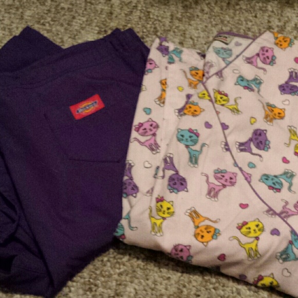 Scrub top with bottoms gently used once