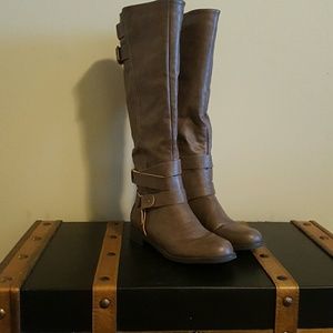 Knee high taupe boots