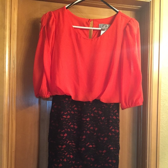 Red & Black Lace Dress