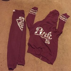 Victoria secret PINK burgundy bling sweatsuit