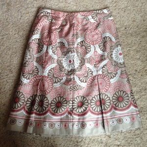 Ann Taylor printed pleated a-line floral skirt