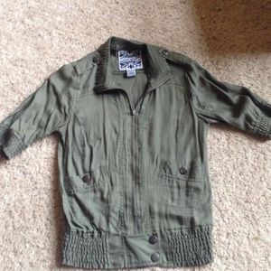 Army green military jacket cardigan short sleeved