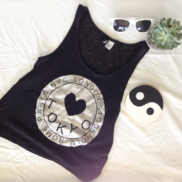 Tops - Metallic love tokyo tank