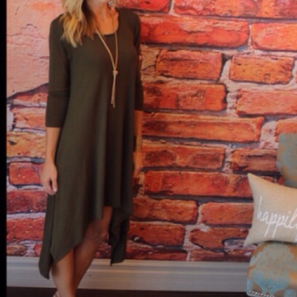 Boutique Dresses & Skirts - Olive Green High Low Dress