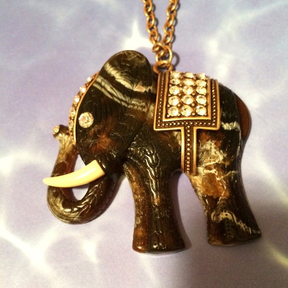 Elephant long pendant necklace Sahara amazon bohemian safari earth animal chain - Picture 4 of 5