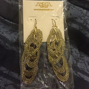 SOLD NEW Amrita Singh antique goldtone earrings